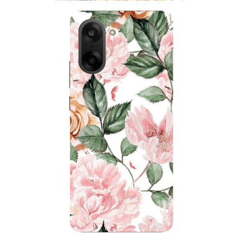 Oneplus Nord CE 5 Pink rose and laves Transparent Silicone TPU Θήκη